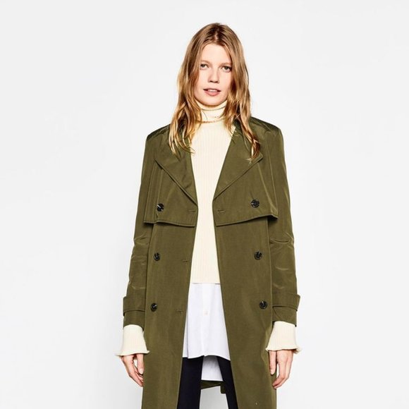 Sold - Zara DOUBLE-BREASTED BUTTONED TRENCH COAT - Picture 6 of 8